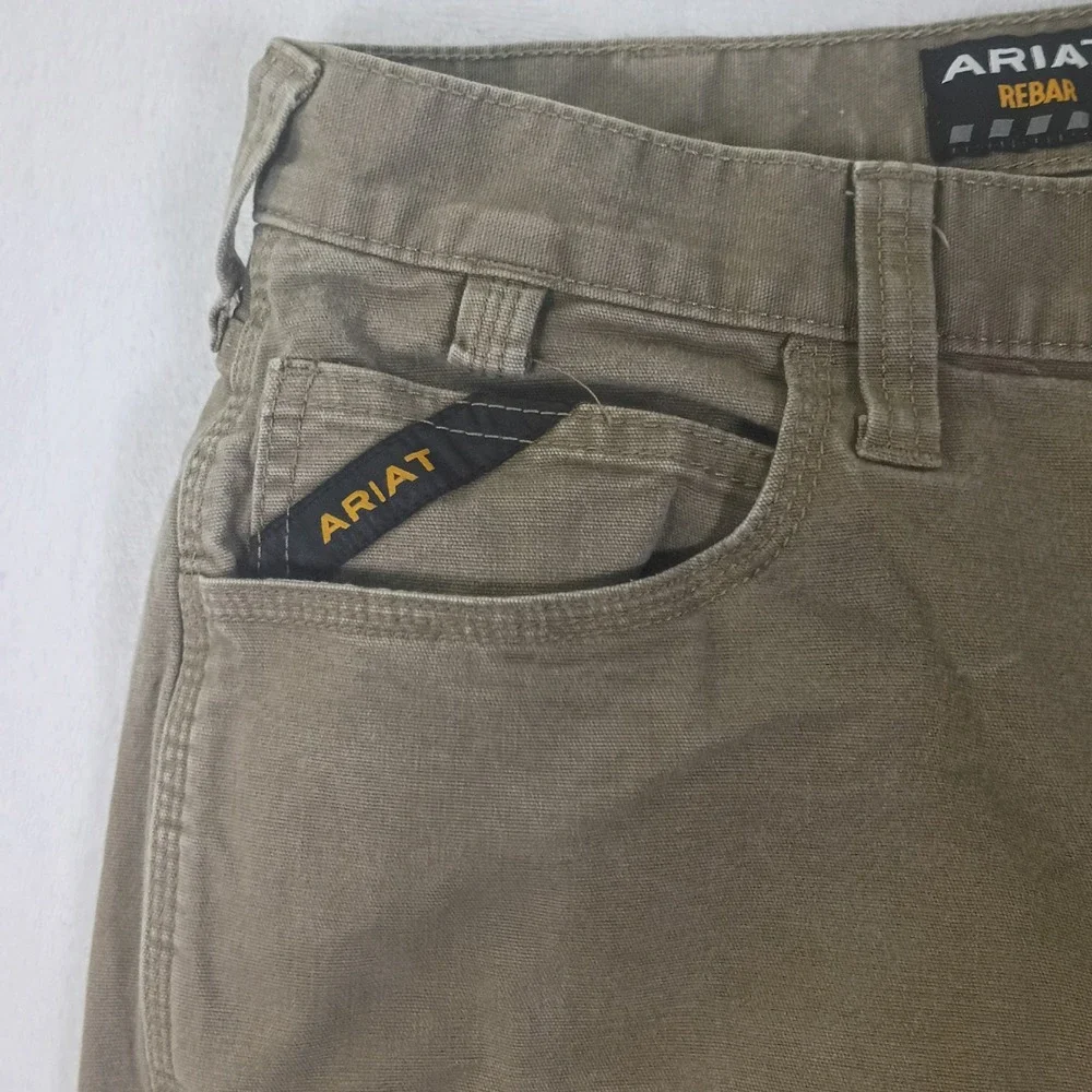 Ariat Rebar M4 Relaxed Straight Work Pants Mens 33x32 Field Khaki Canvas